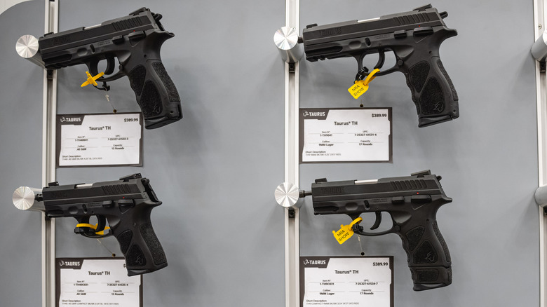 Hand guns on display NRA