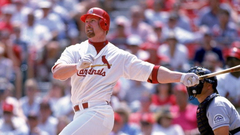 Mark McGwire swinging a bat