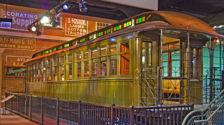 subway car under lights