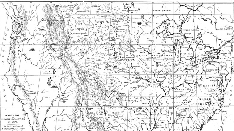 old map showing the U.S.