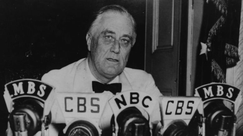 FDR speaking at a press conference