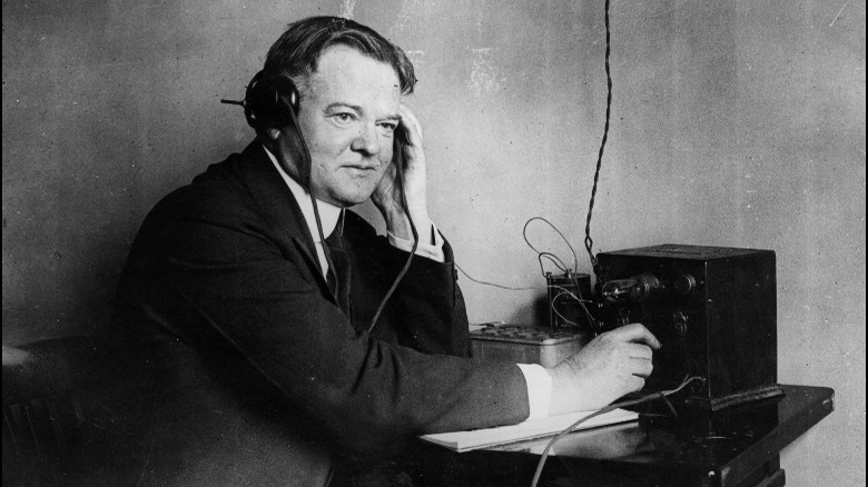 Herbert Hoover on the telephone