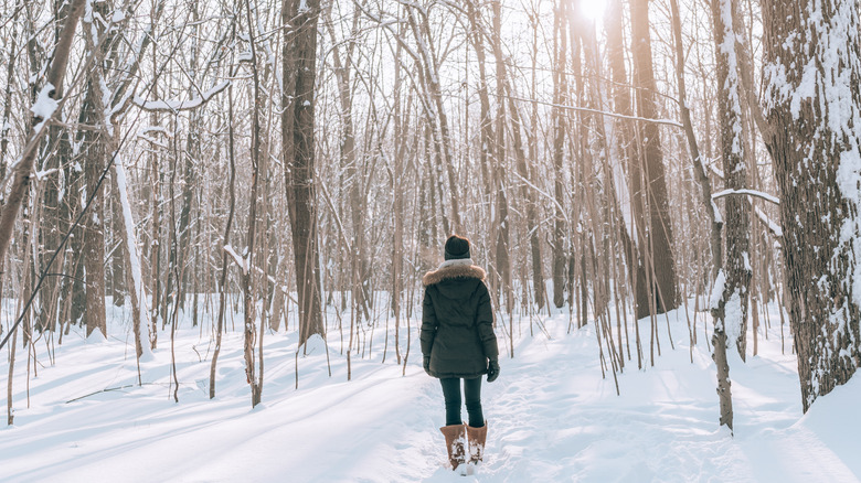 Woman alone in the snow