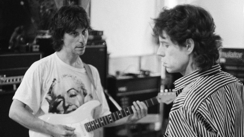 Jeff Beck and Mick Jagger rehearse