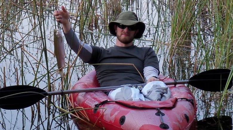 Joel Tomazin fishing in kayak