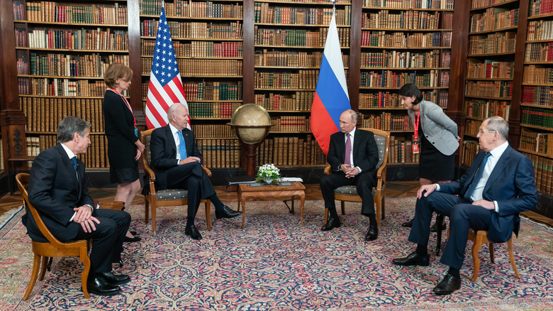 Joe Biden and Vladimir Putin at the Villa La Grange in Geneva