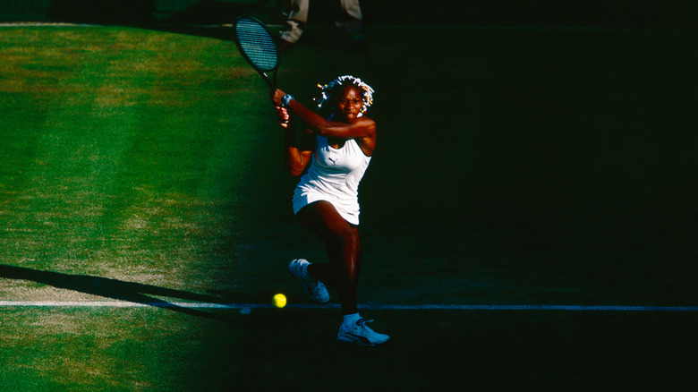 Serena hits backhand at 1998 Wimbledon