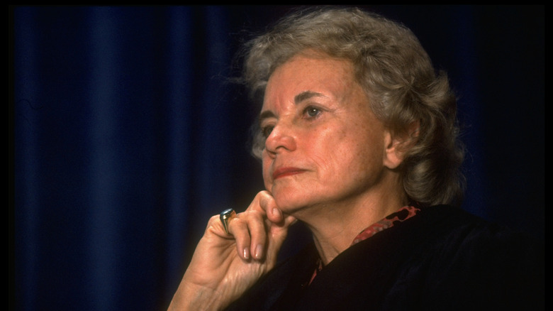 Sandra Day O'Connor hand on face