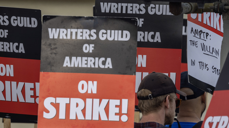 WGA on strike signs