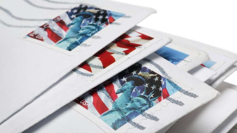 Letter stack with U.S. postage