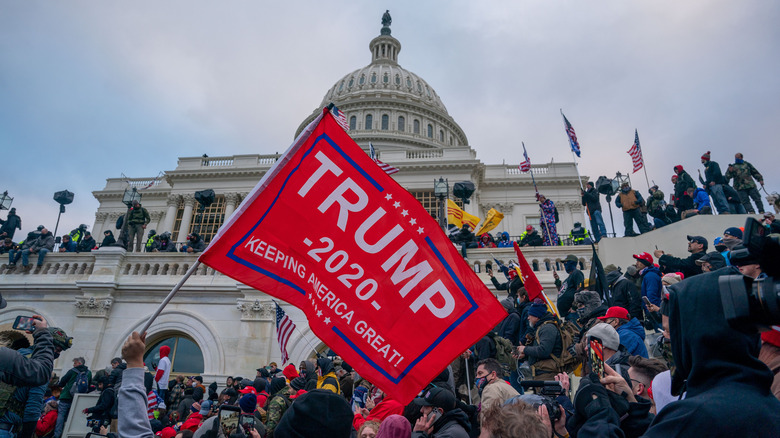 Trump flag in front of the Capitol on January 6