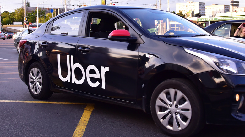 Car with Uber stickers