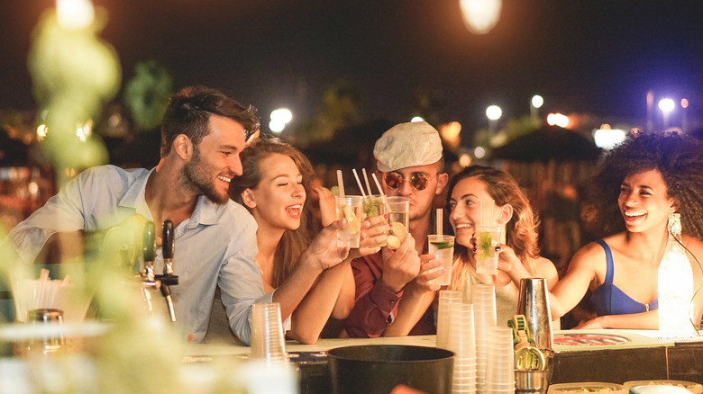 People partying at the beach