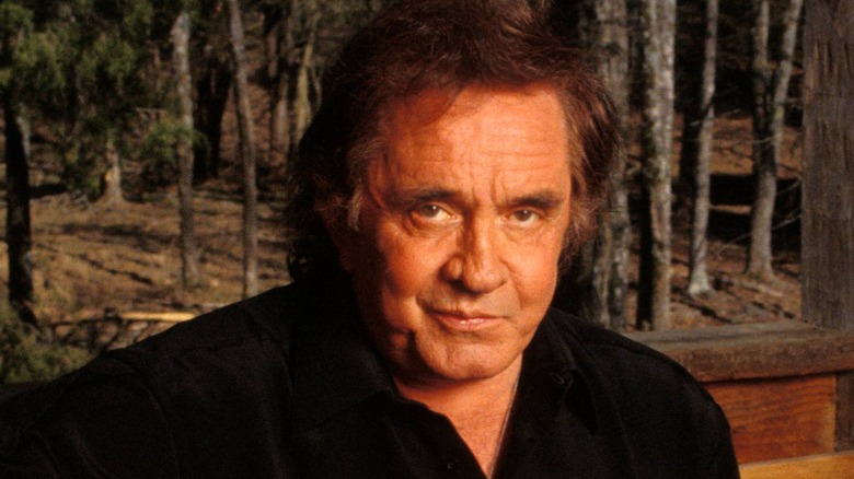 Johnny Cash staring at camera