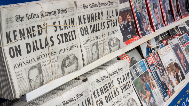 Newspapers reporting the John Kennedy assassination