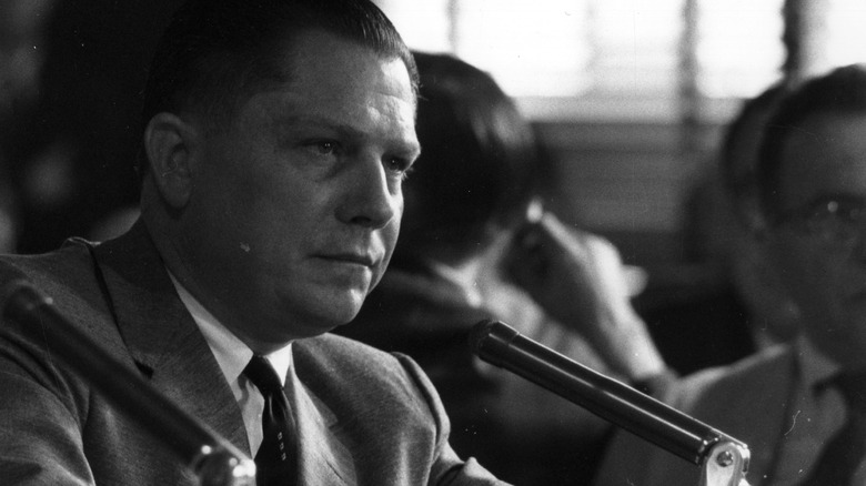 Jimmy Hoffa speaking at a hearing