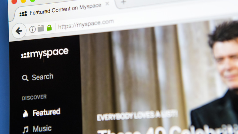 MySpace screen on computer