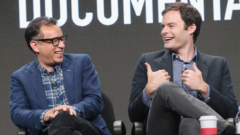 Bill Hader and Fred Armisen on stage