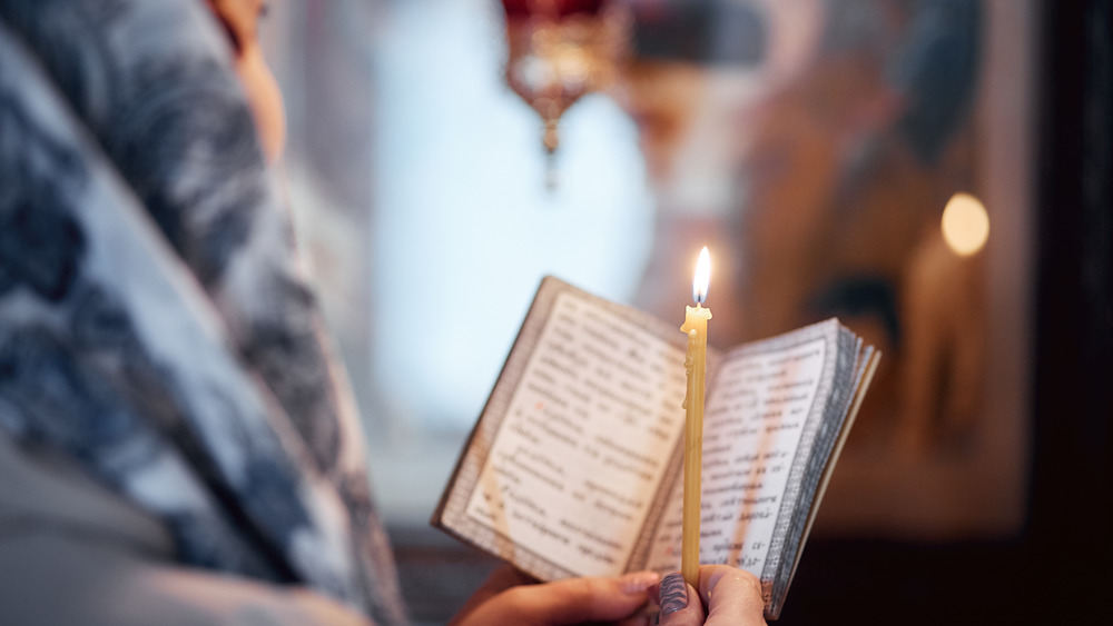 A Russian Orthodox Church member during a service