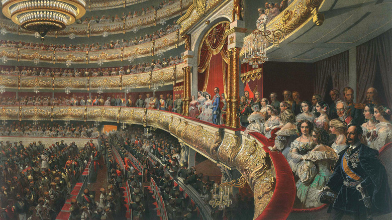 painting of bolshoi theatre 1857, aristocrats box seats