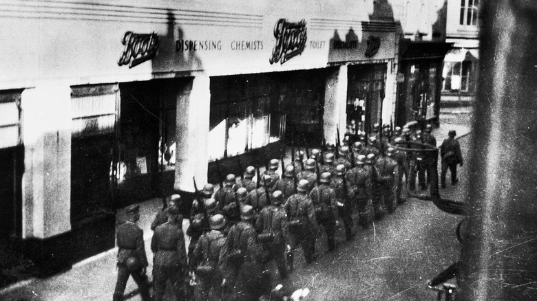 German soldiers marching in Jersey