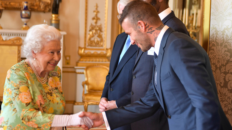 David Beckham and Queen Elizabeth II