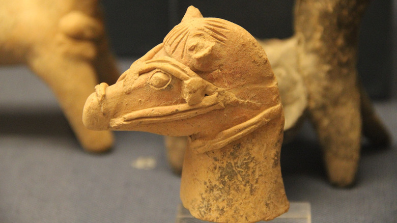 Bronze Age Greek ceramic horse head