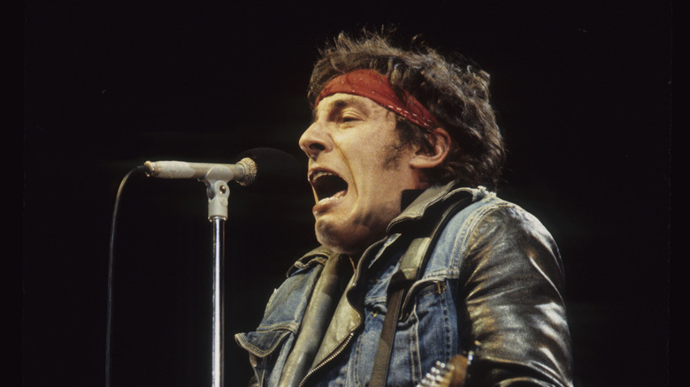 Singer Bruce Springsteen performing in the 1980s