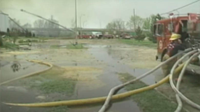 Firetruck hoses flood of melted butter