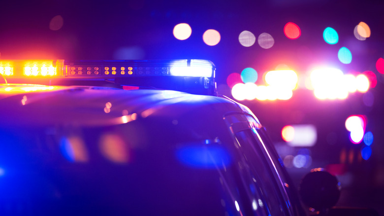 A police car at night