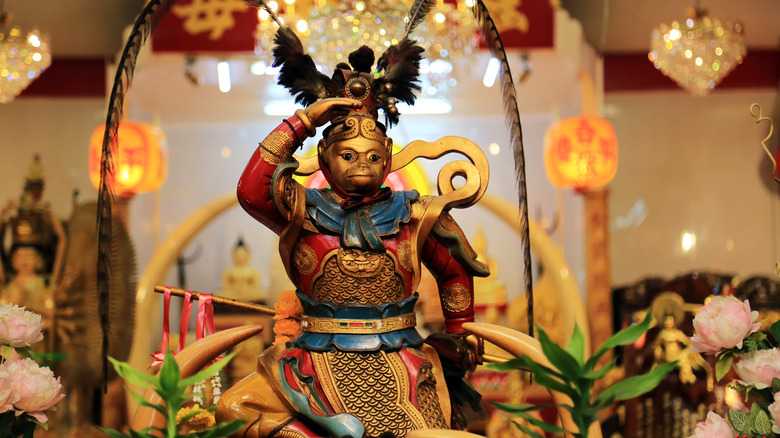 sun wukong statue on altar