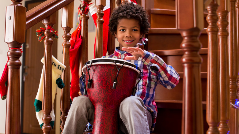 little boy with a drum