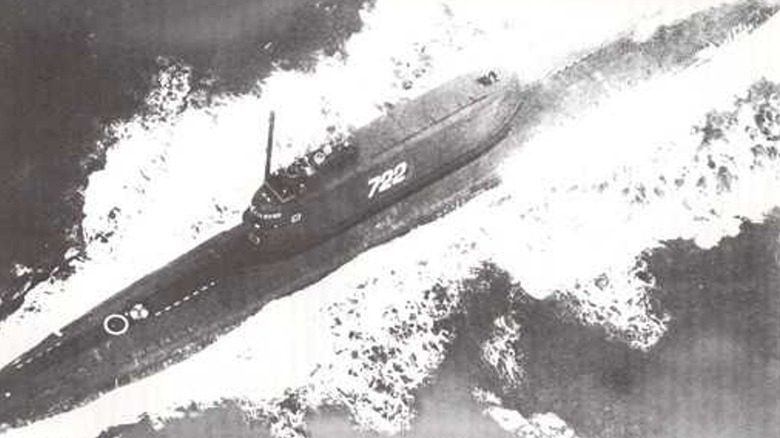 K-129 Soviet submarine in the water