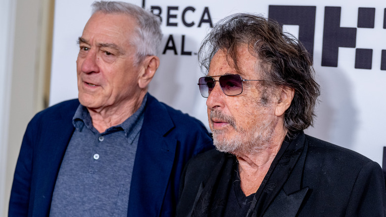 Robert De NIro Al Pacino casual suits red carpet