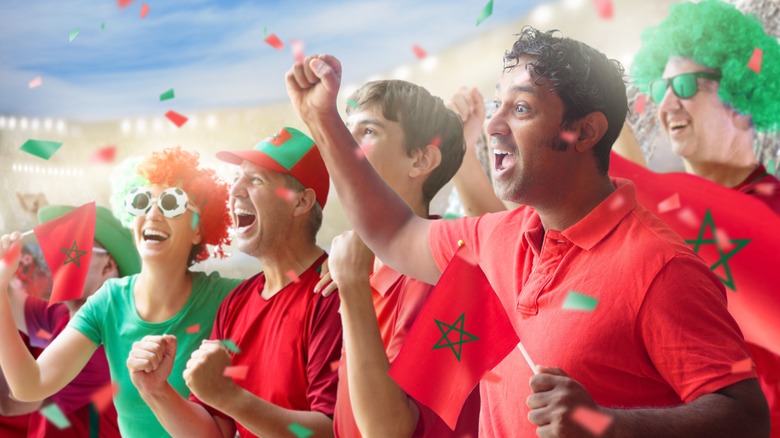 Morocco fans wearing team colors