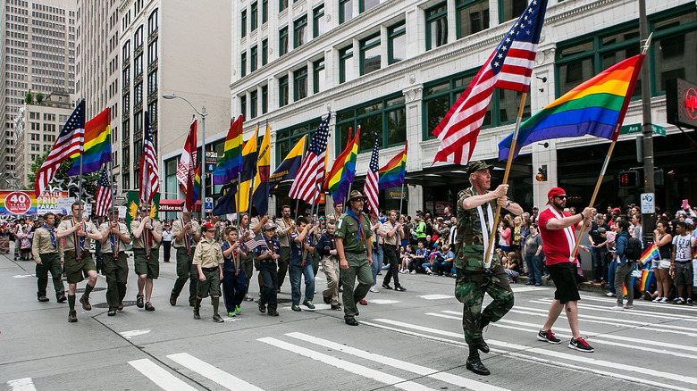 Scouts marching at Pride 