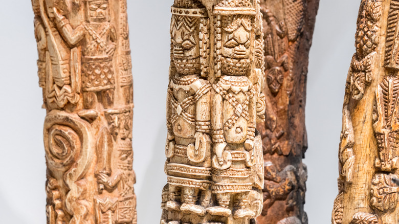 Carved ivory tusks