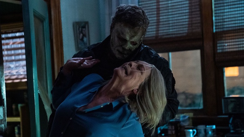 Michael Myers grabbing Laurie Strode