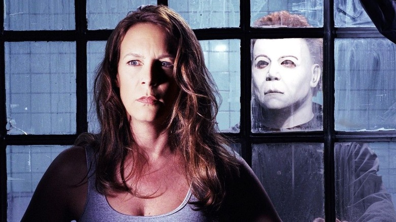 Laurie Strode and Michael Myers looking from window