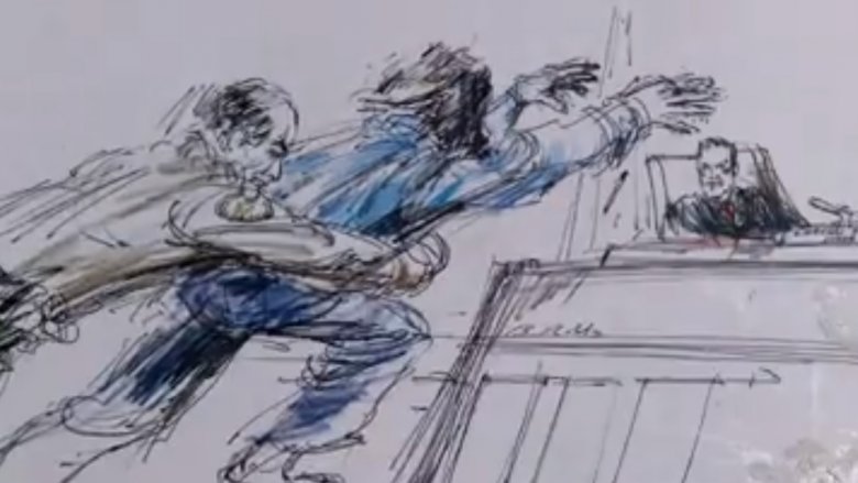 charles manson courtroom drawing