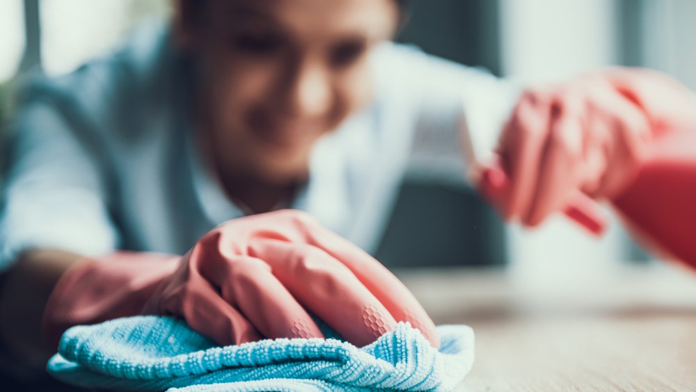 woman cleaning