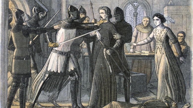 Illustration of Roger Mortimer arrested