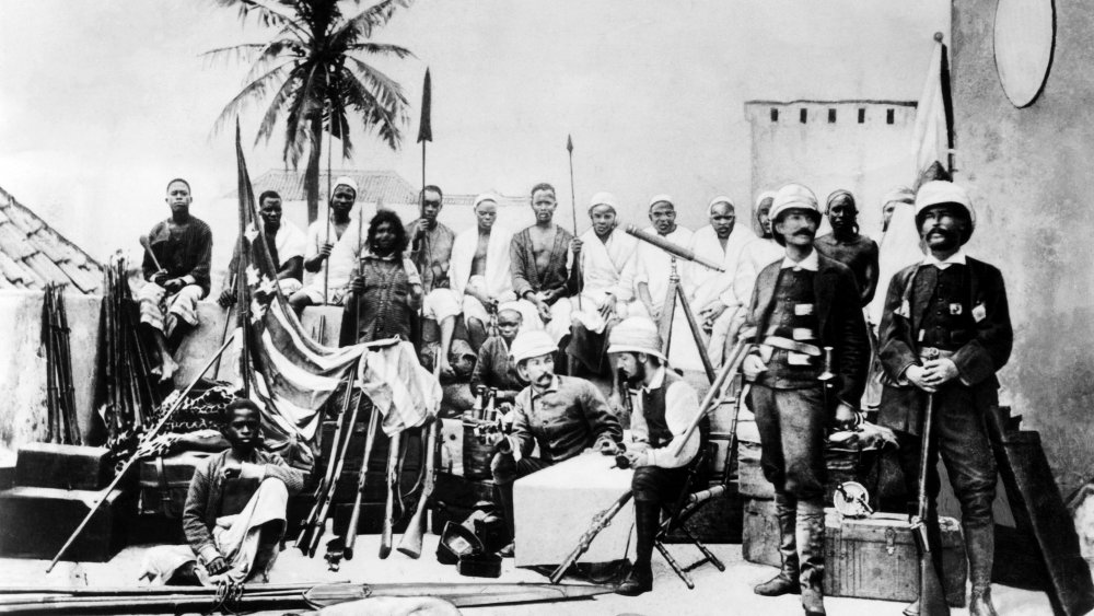 Henry Morton Stanley with a native group in Africa