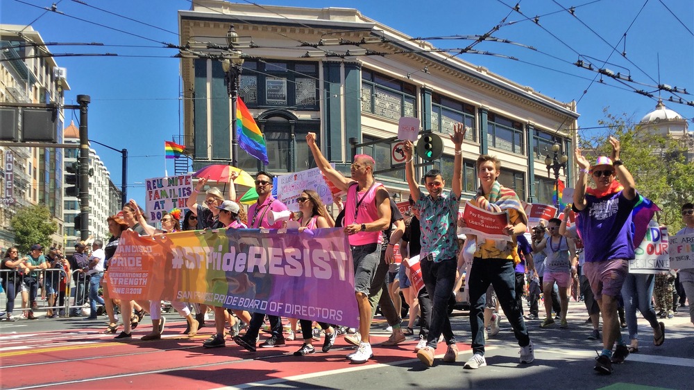 Cropped photo of the 2018 San Francisco Gay Pride parade by Samuel Wantman, https://creativecommons.org/licenses/by-sa/4.0/