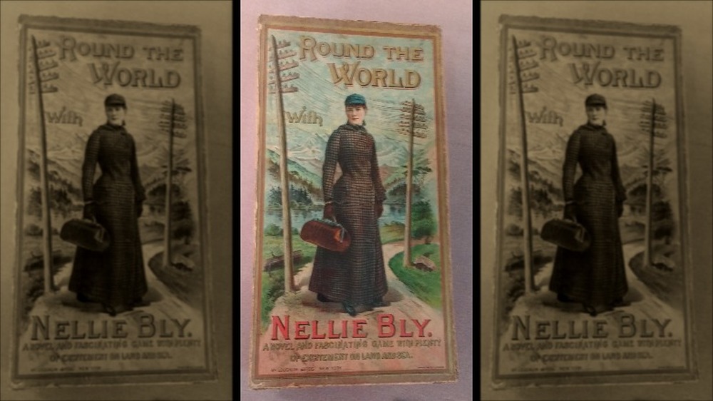 1890 board game box depicting Nellie Bly's trip