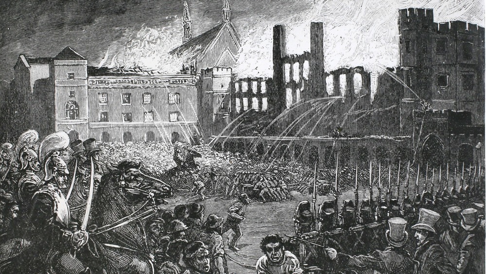 Fire fighters at the 1834 burning of Parliament 