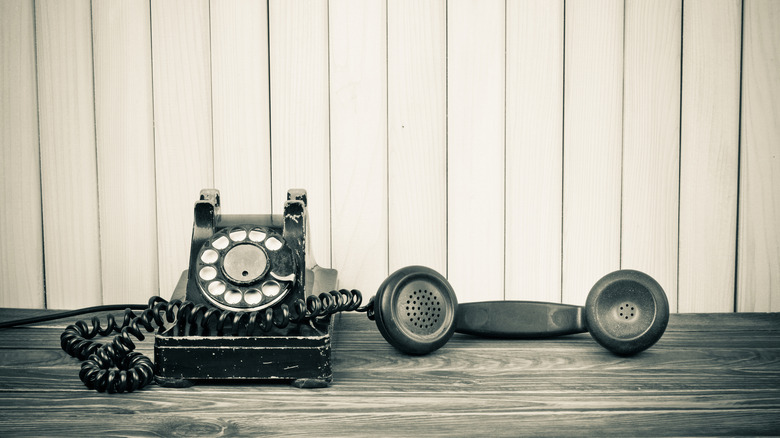 rotary phone on surface