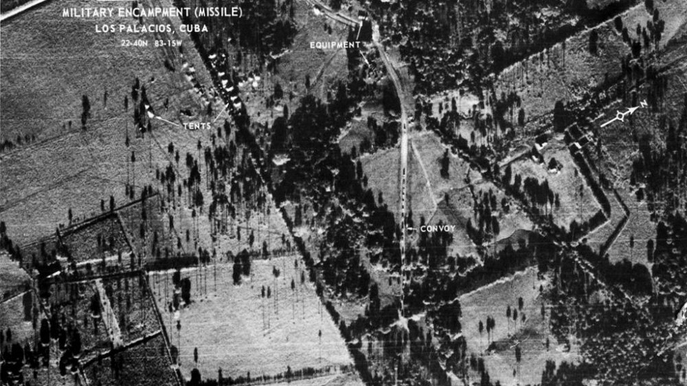 aerial photograph of missile bases in Cuba