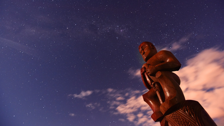 Māori totem and night sky