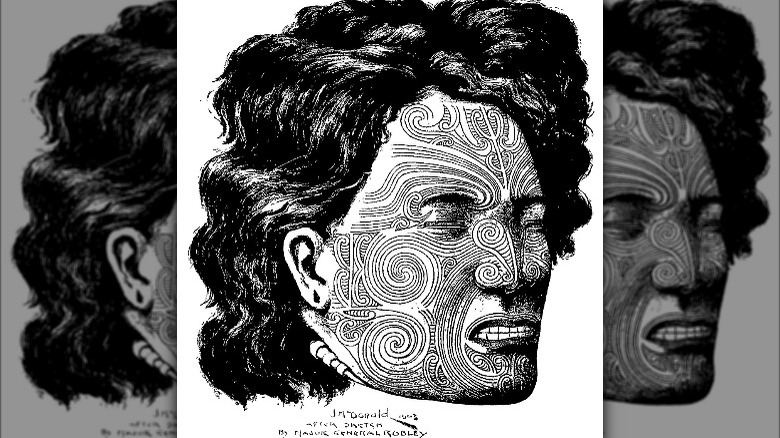 Illustration of Toi moko head